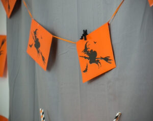 Orange with black Happy Halloween print banner 10cm x 1m