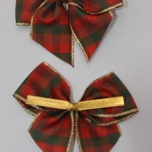 Tartan 40mm wire edge bow with gold twist