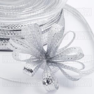 Silver metallic pull bow ribbon