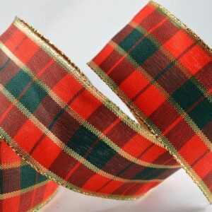 Wire edge Tartan ribbon
