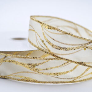 Wire edge ribbon with glitter swirls