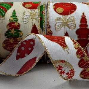 Burlap ribbon with sparkly Christmas baubles