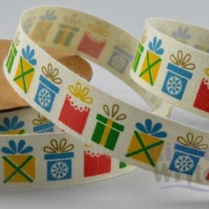 Cotton ribbon with Festive print