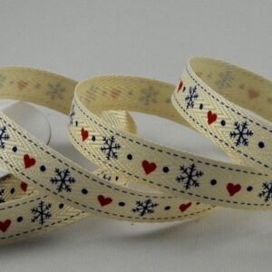 Cotton herringbone Christmas ribbon