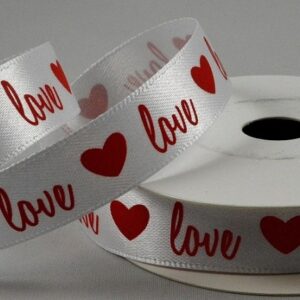 A pretty Satin ribbon with Love & Heart print