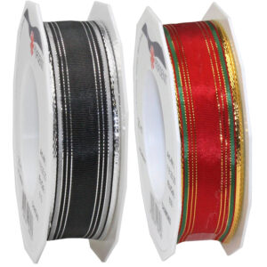 Wire edge ribbon with Festive print