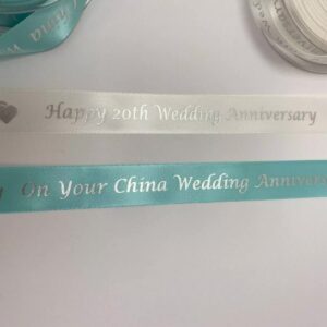 20th Wedding Anniversary satin ribbon 25mm x 1m cut lengths