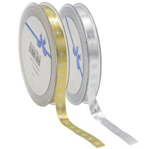 Christmas Snowflake 15mm high shine satin ribbon