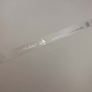 Dance/Ballet white Birthday or red Christmas satin printed ribbon 25mm x 1m