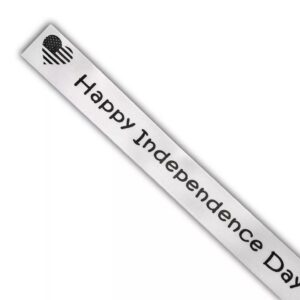 American Happy Independence Day white satin ribbon 25mmx 1m